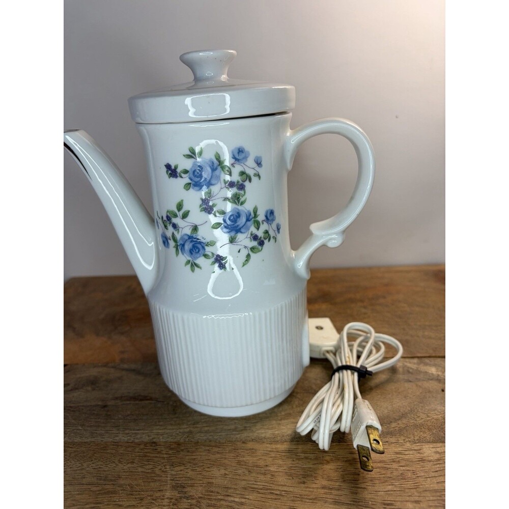Porcelain Ceramic Electric Tea Pot Mcm Vintage Japan Works!